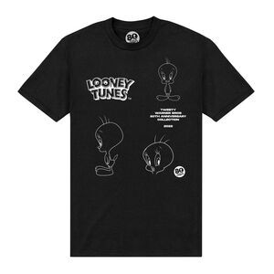 Tweety Unisex Adult Outline 80th T-Shirt / Black